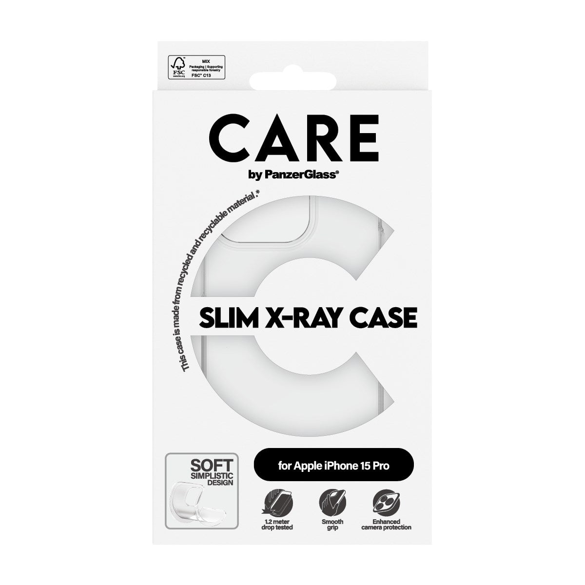 CARE by PanzerGlass® Fashionable Case Transparent X-Ray Soft Basic iPhone 15 Pro
